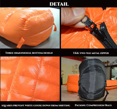 Winter Goose Down Sleeping Bag with Comfort Rating (-13℉ to 41℉) -Ultralight, Waterproof & Compressible