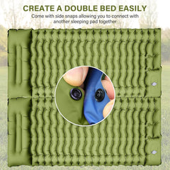 Camping Inflatable Sleeping Pad with Pillow Built-in Foot Pump